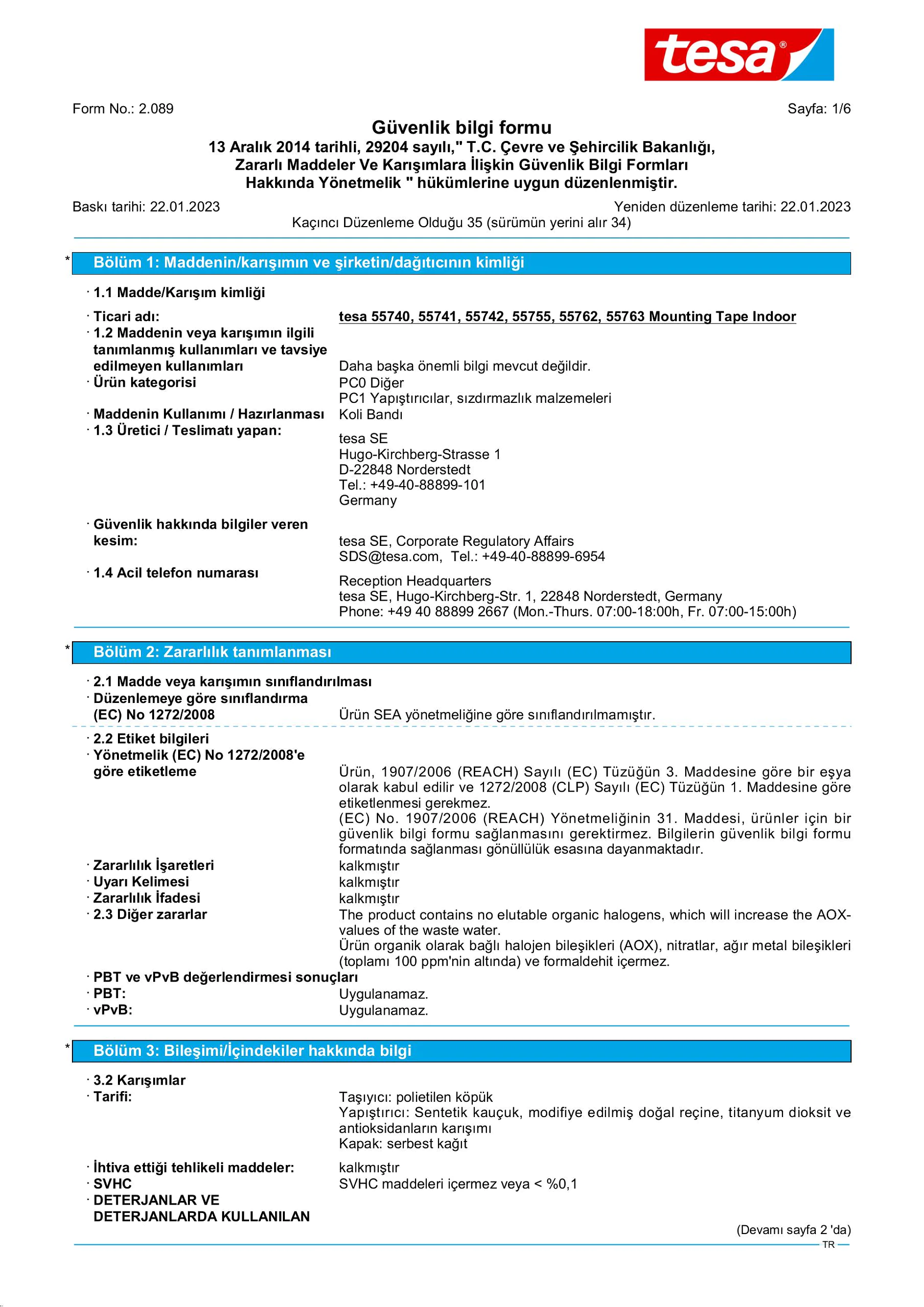 Safety data sheet_tesa® Powerbond 55740_tr-TR_v35