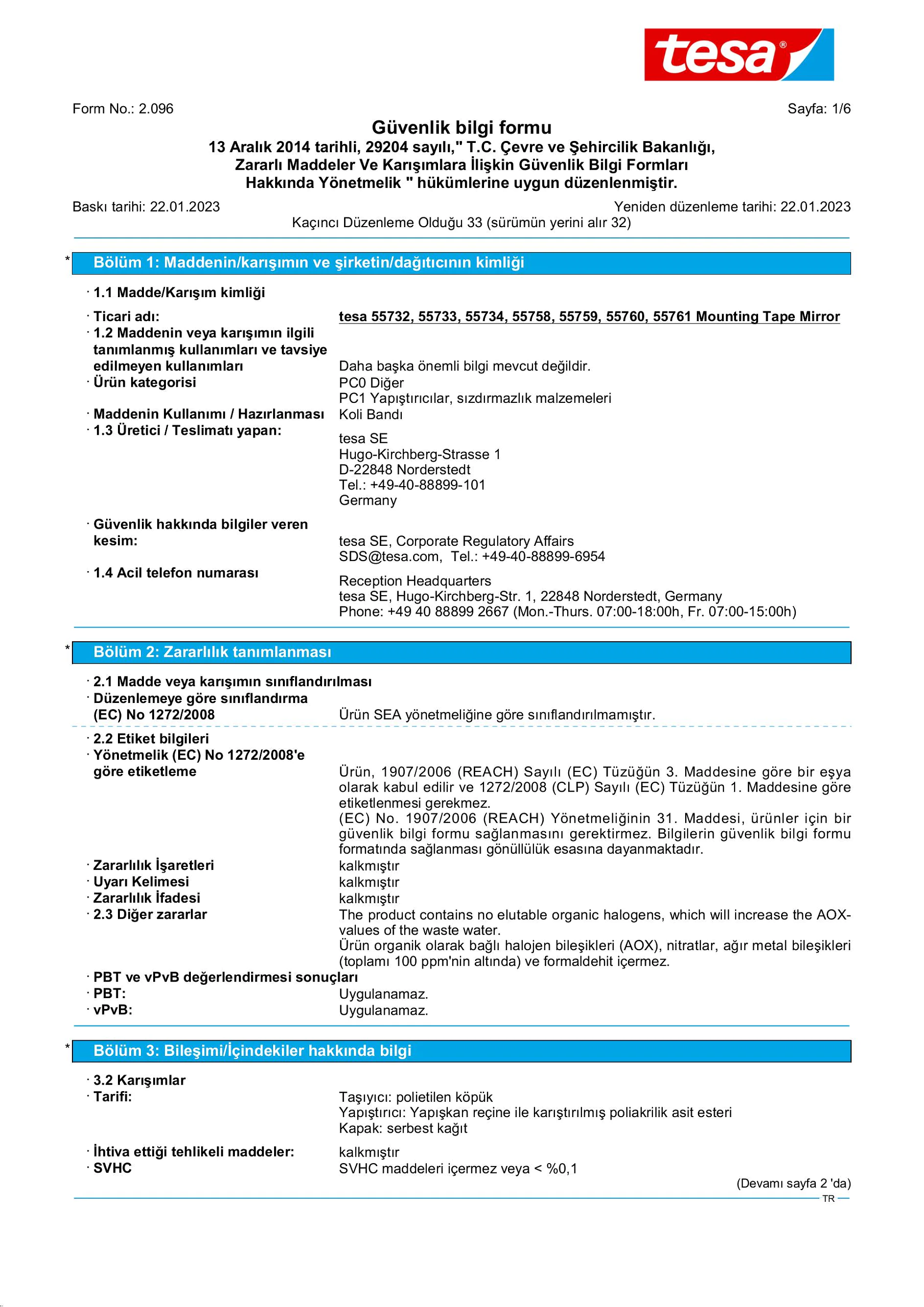 Safety data sheet_tesa® Professional 55733_tr-TR_v33